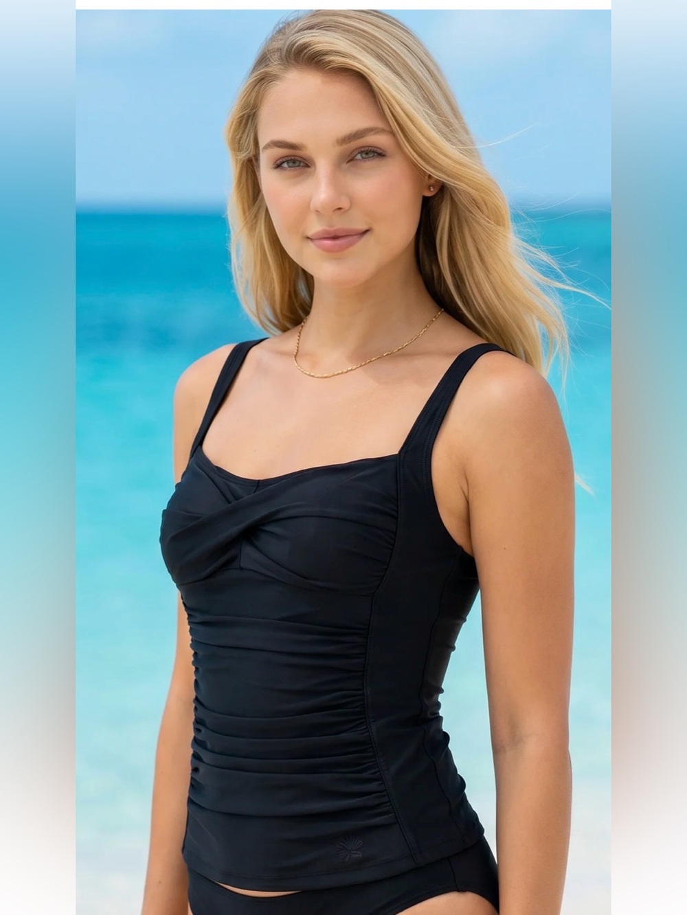 Hapari Black Adjustable-Strap Tankini Top